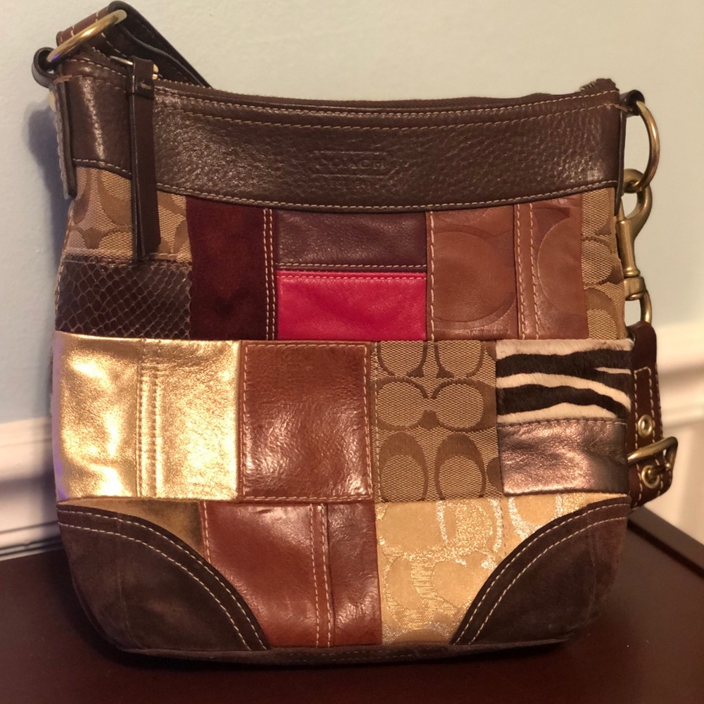 Coach Patchwork Crossbody Brown Leather - image 4